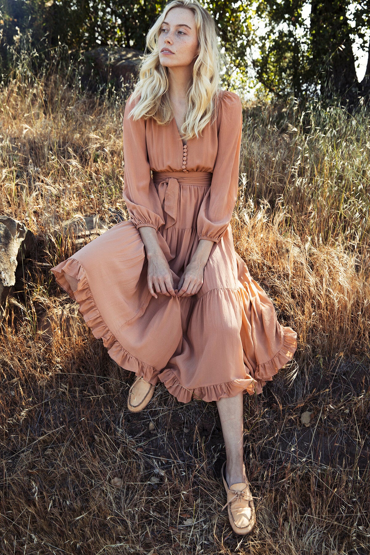 the silk milly dress in clay