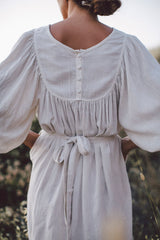 the greta dress in off white