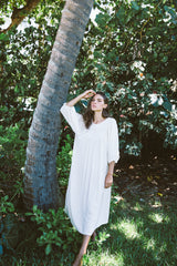 the greta dress in off white