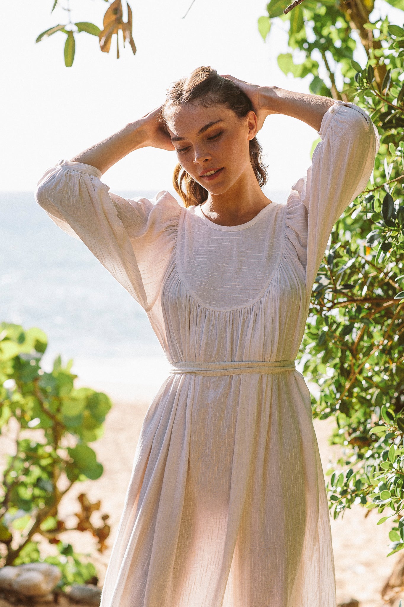 the greta dress in off white