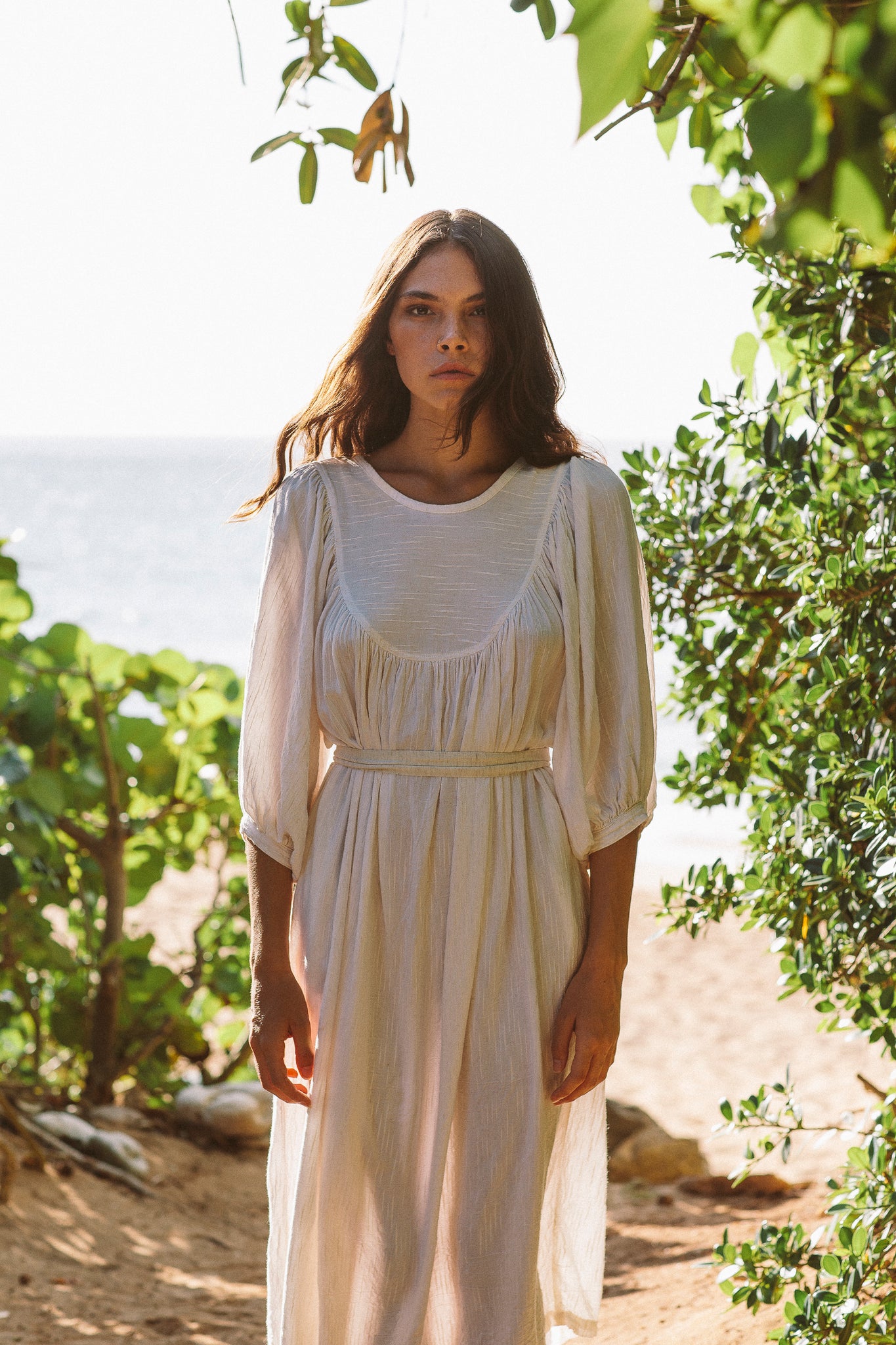the greta dress in off white