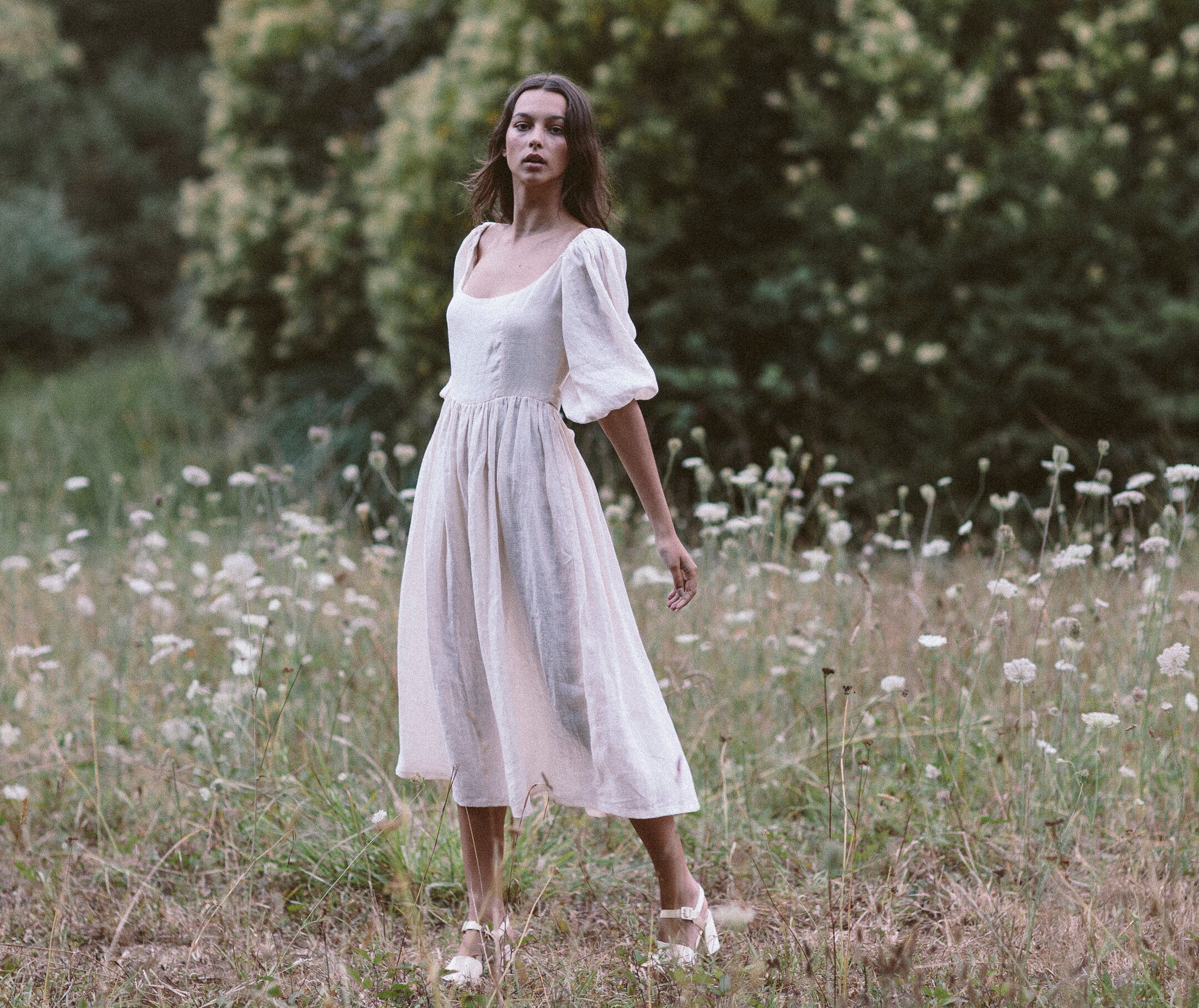 The bellflower midi dress in cream