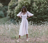 The bellflower midi dress in cream