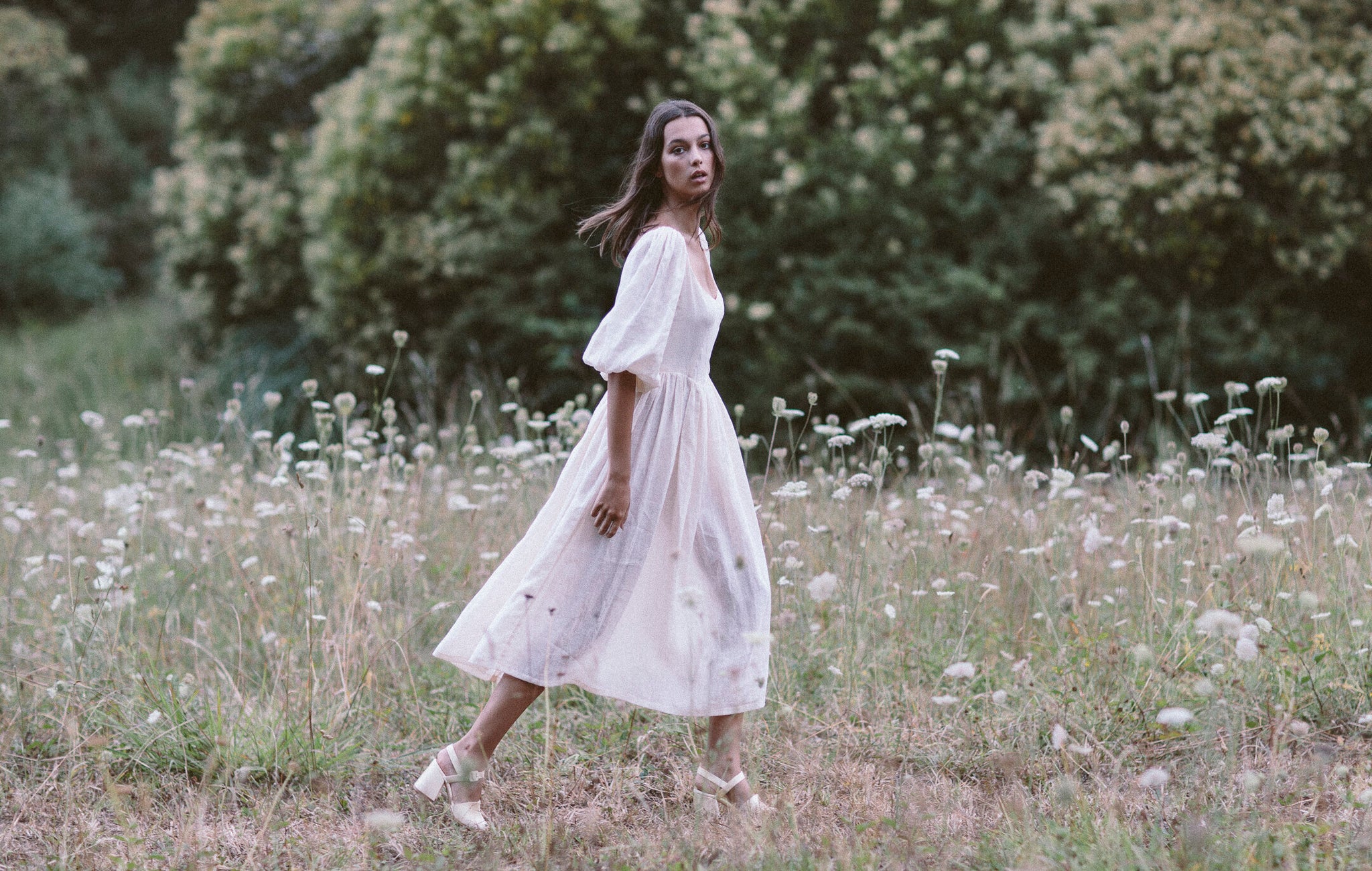 The bellflower midi dress in cream