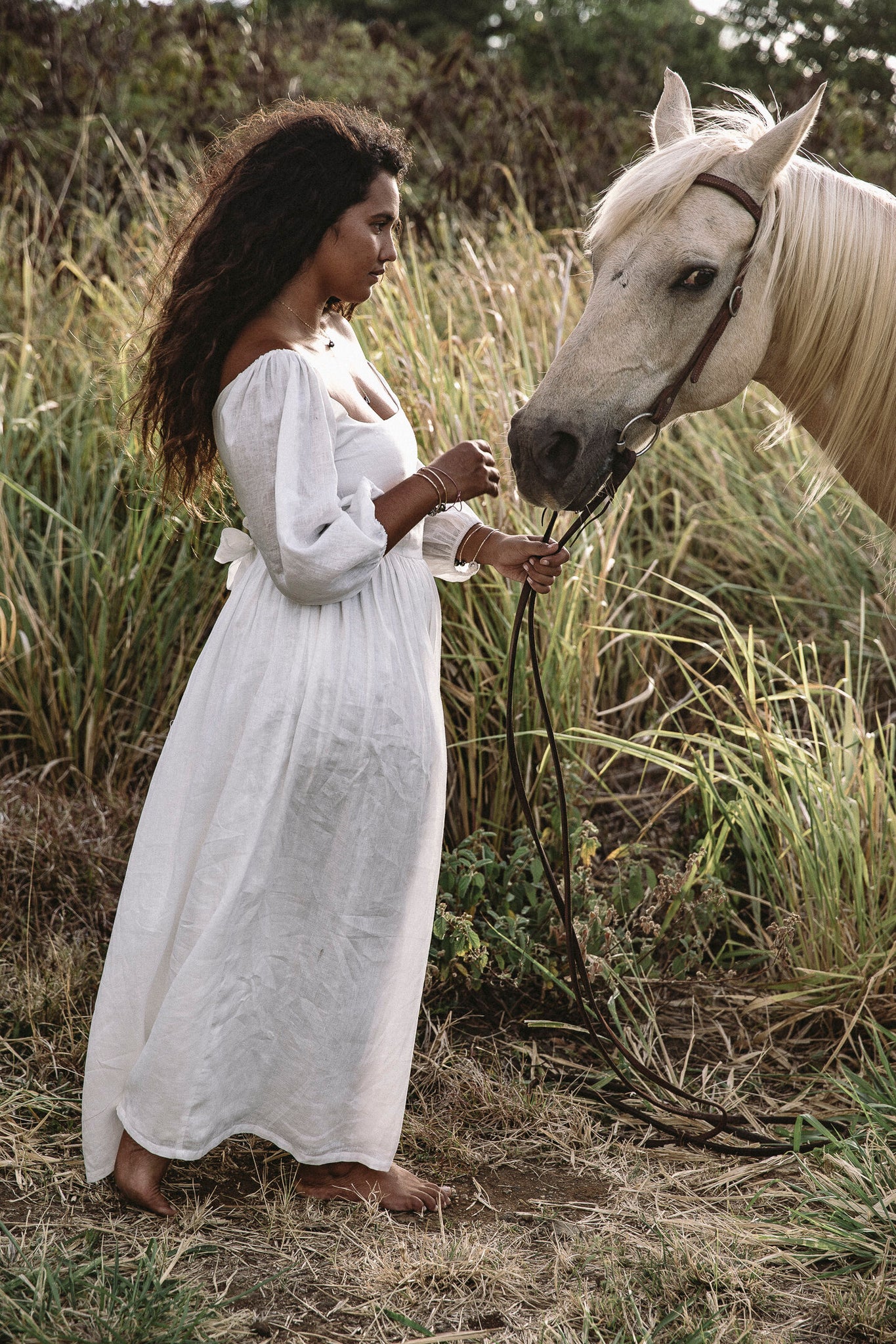 The bellflower dress in blanc linen