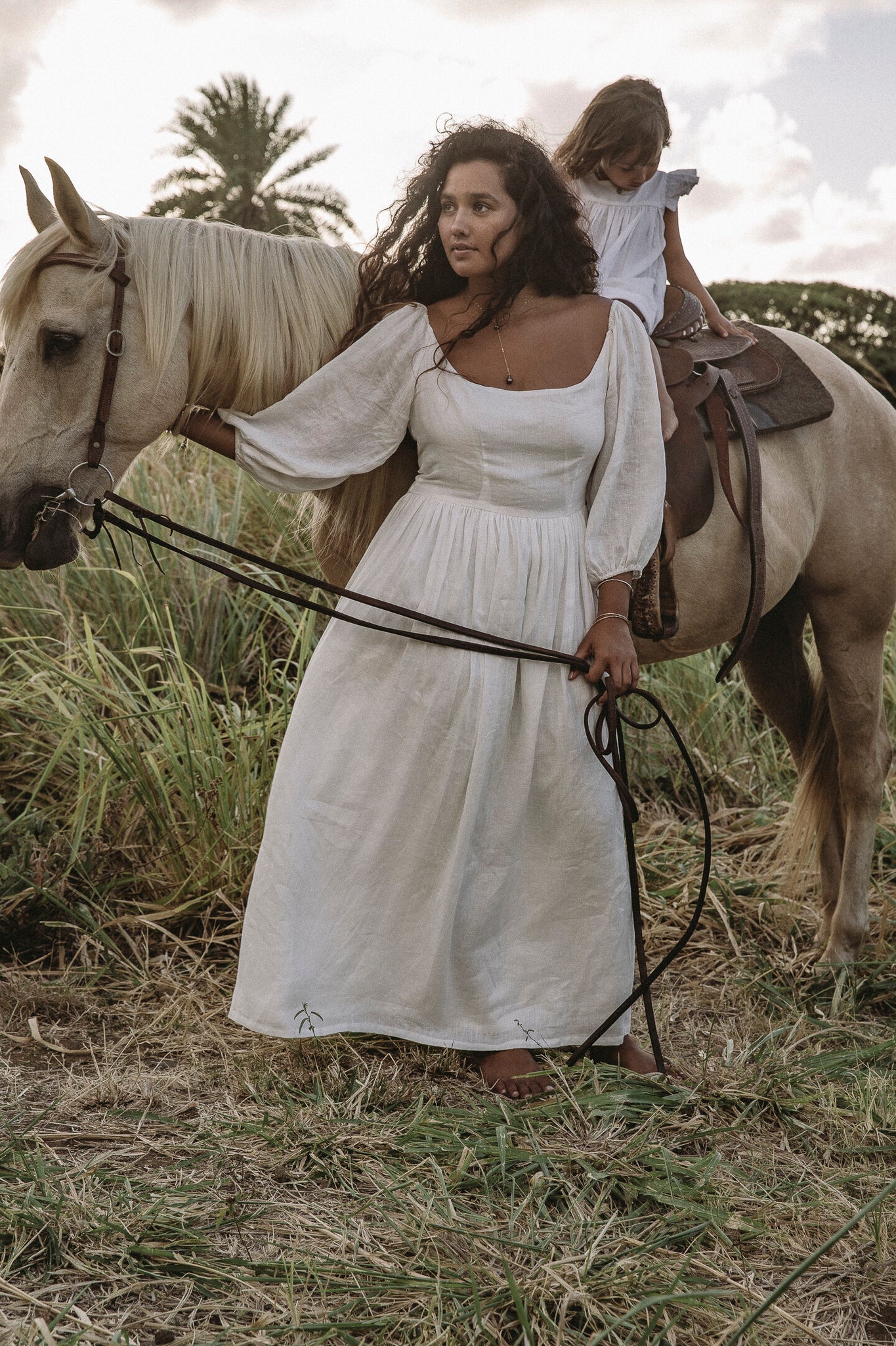 The bellflower dress in blanc linen