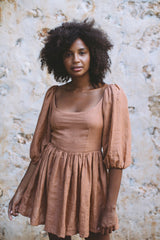 the bellflower mini dress in mocha