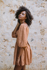 the bellflower mini dress in mocha