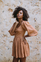 the bellflower mini dress in mocha