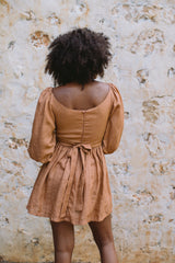 the bellflower mini dress in mocha