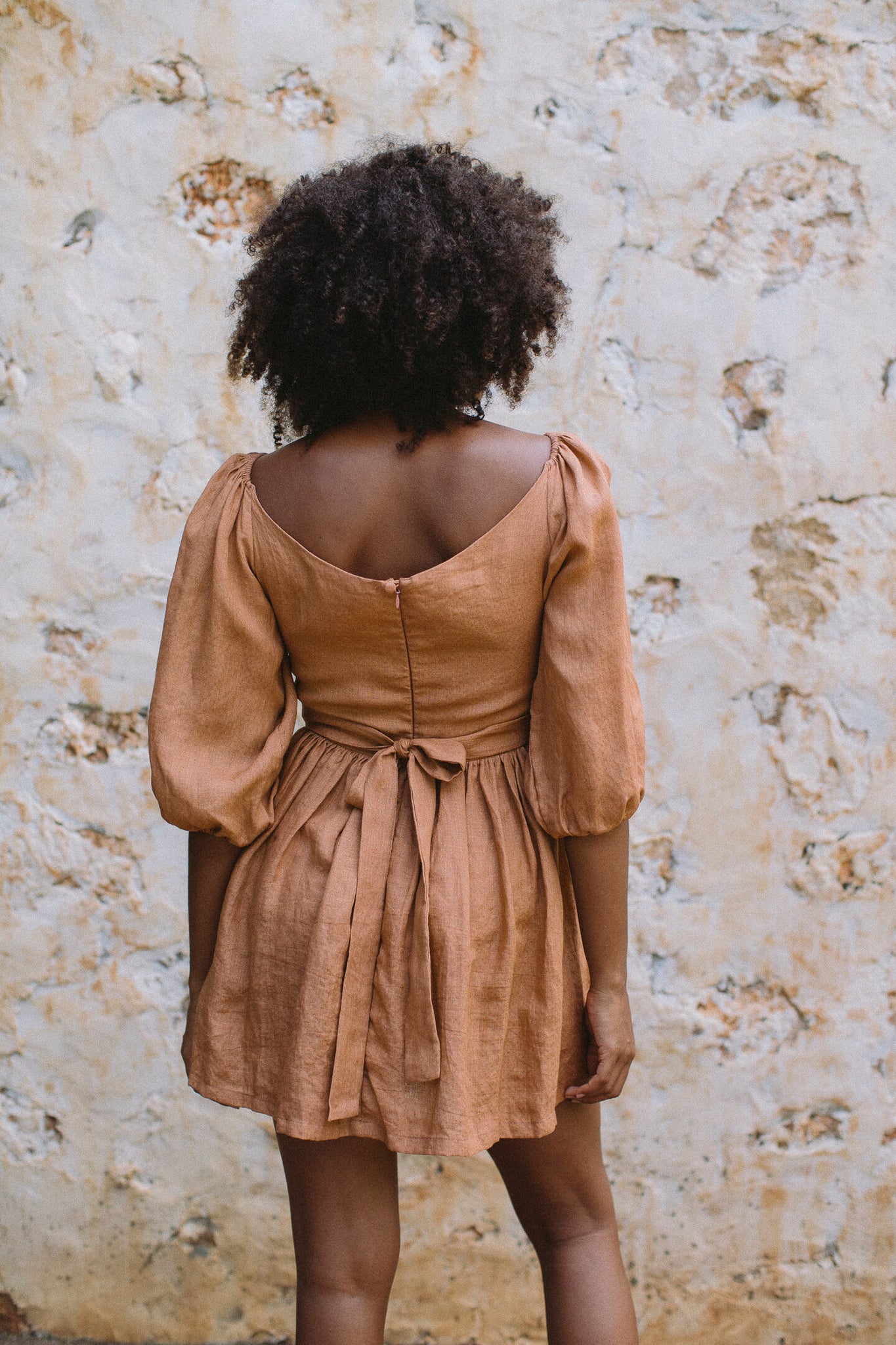 the bellflower mini dress in mocha