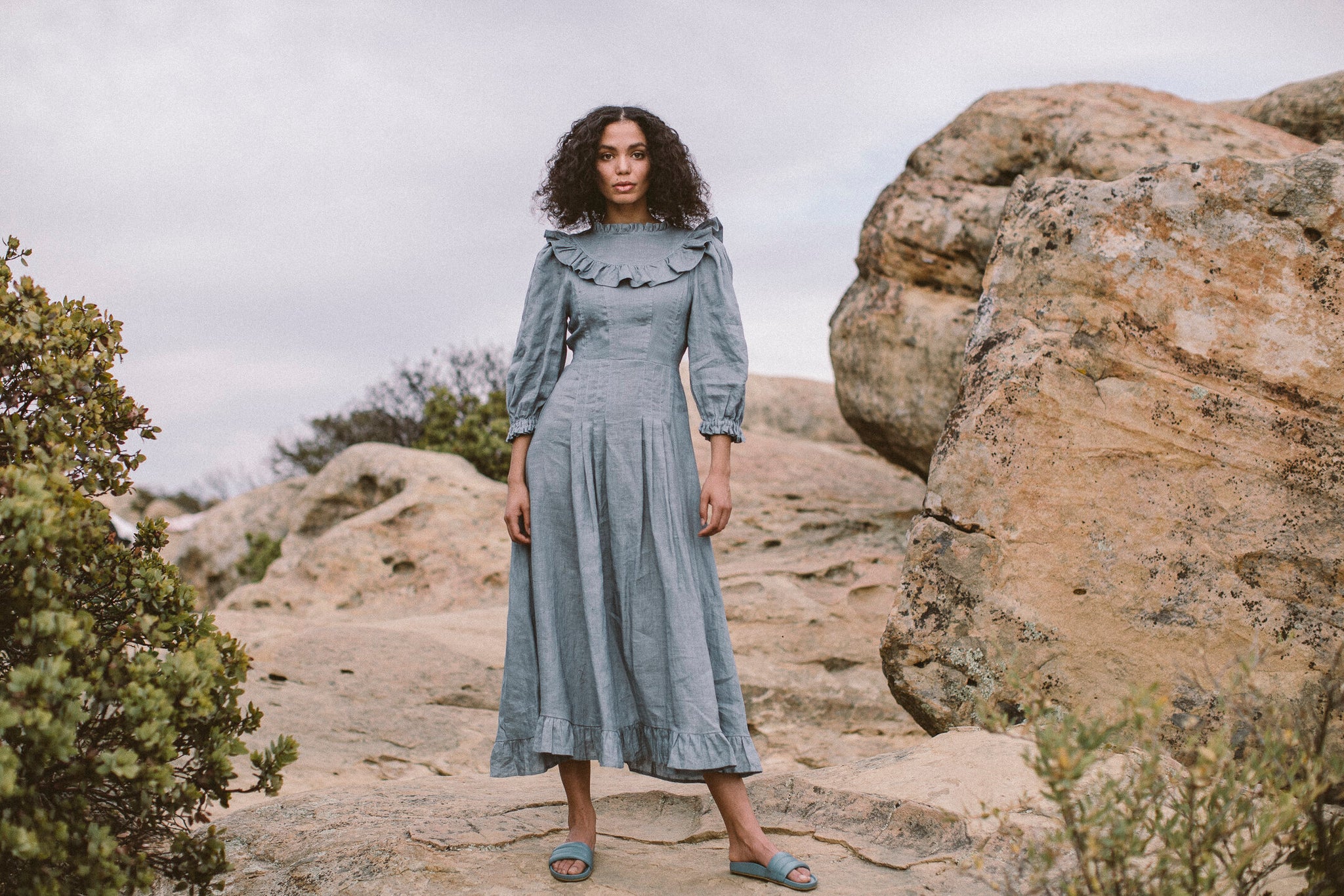 the prairie dress in chambray