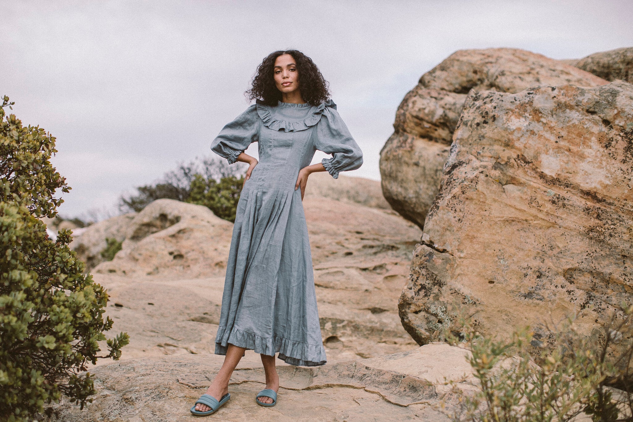 the prairie dress in chambray