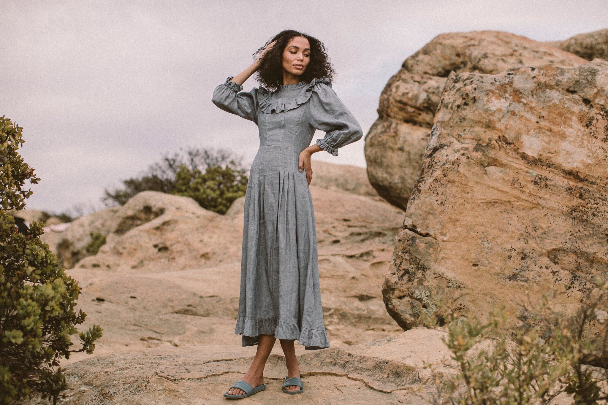 the prairie dress in chambray