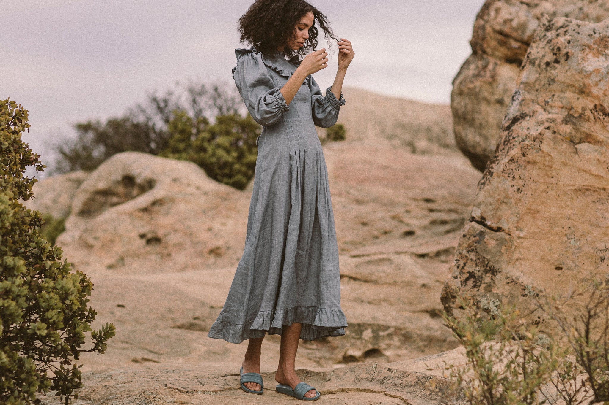 the prairie dress in chambray