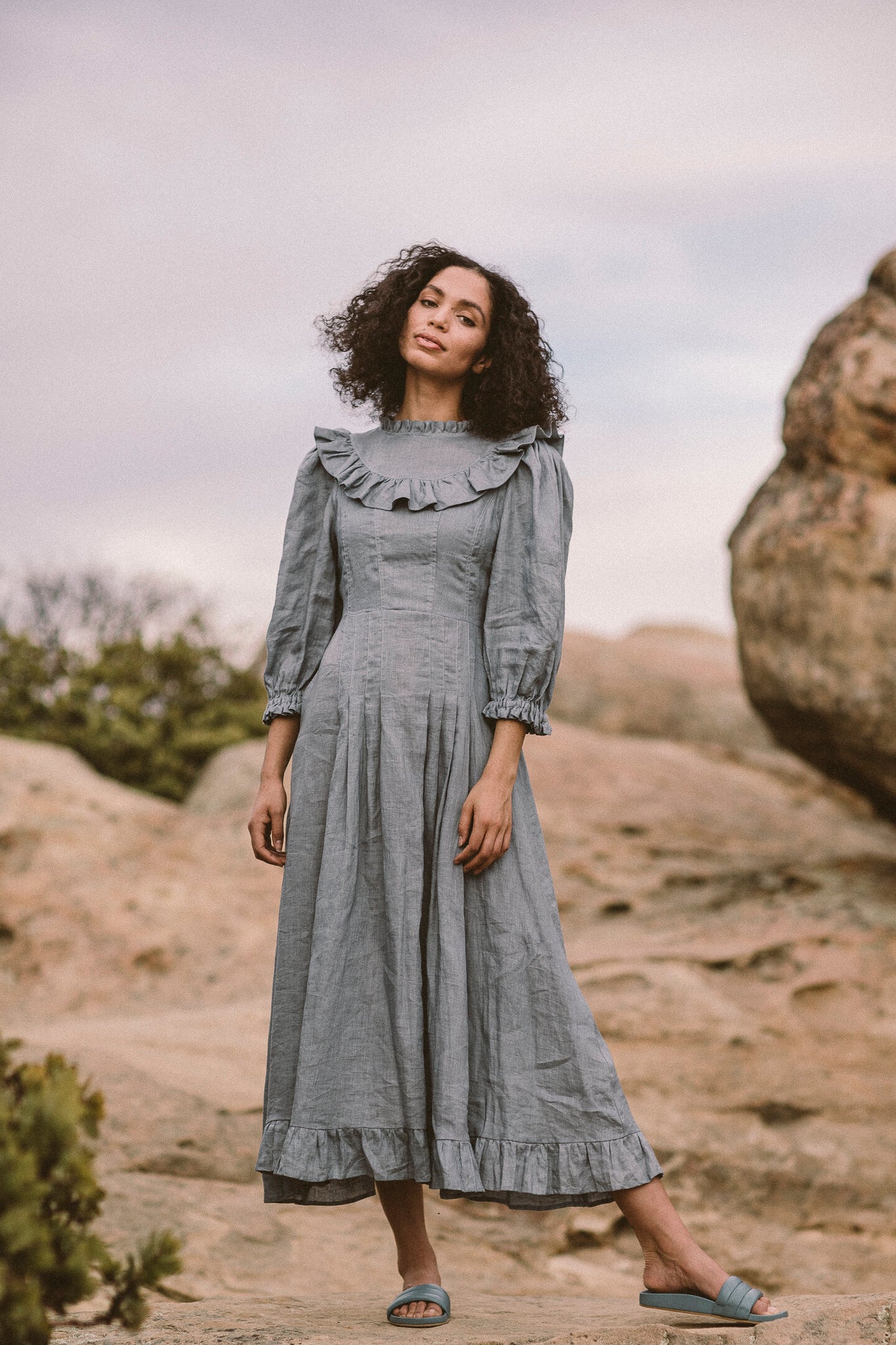 the prairie dress in chambray