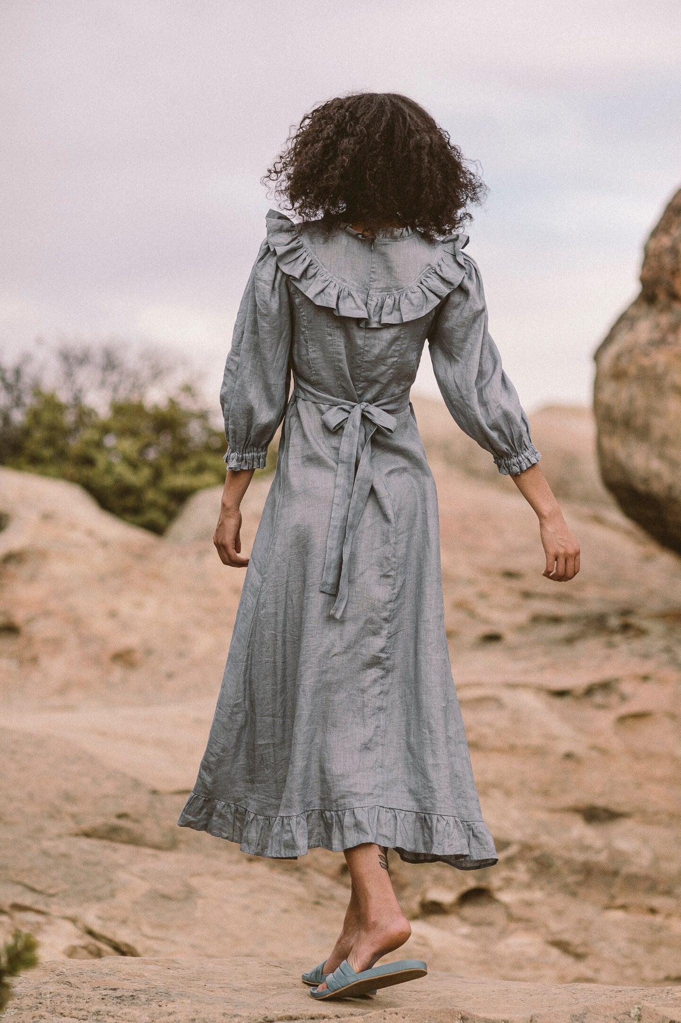 the prairie dress in chambray