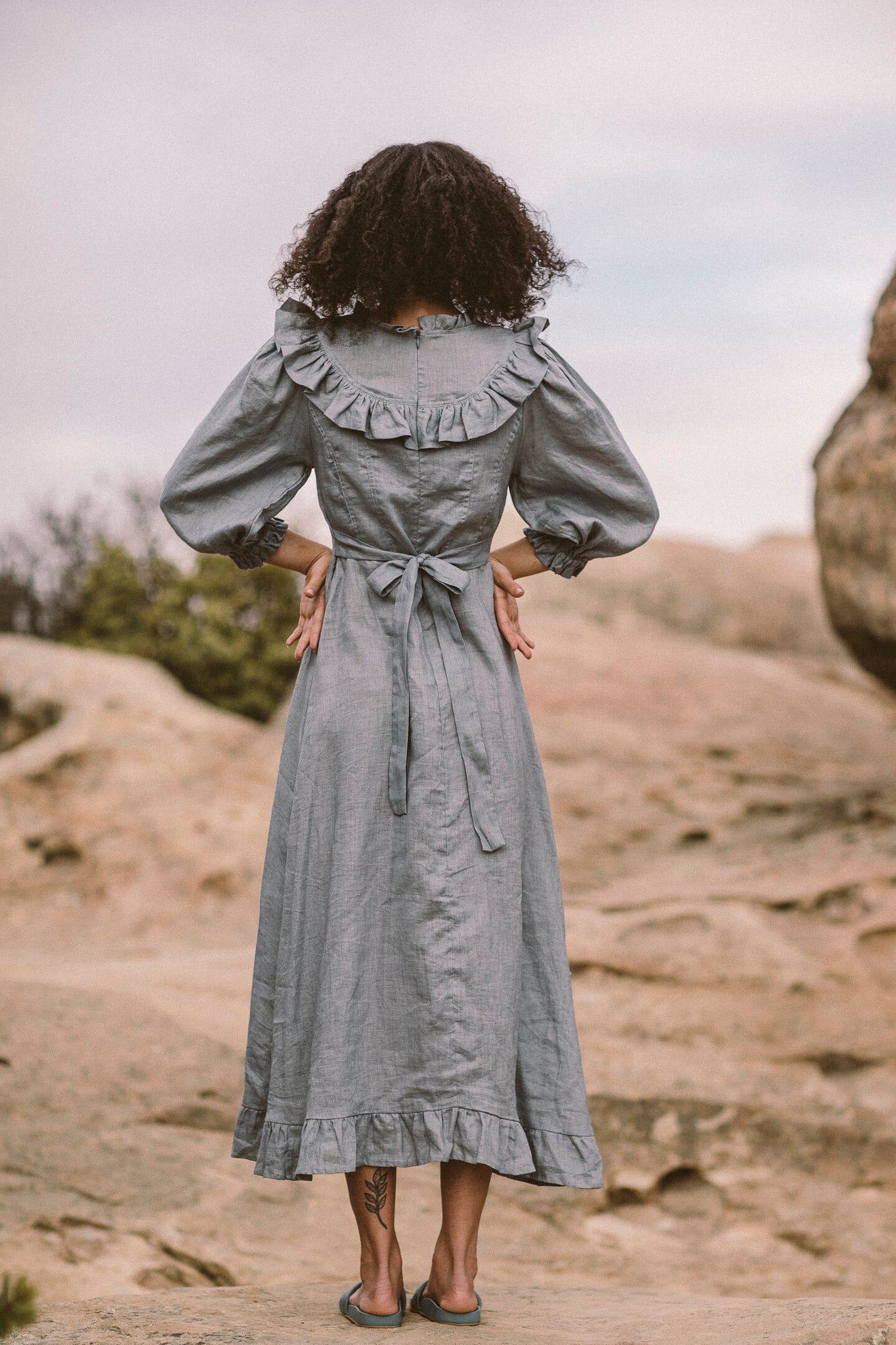 the prairie dress in chambray