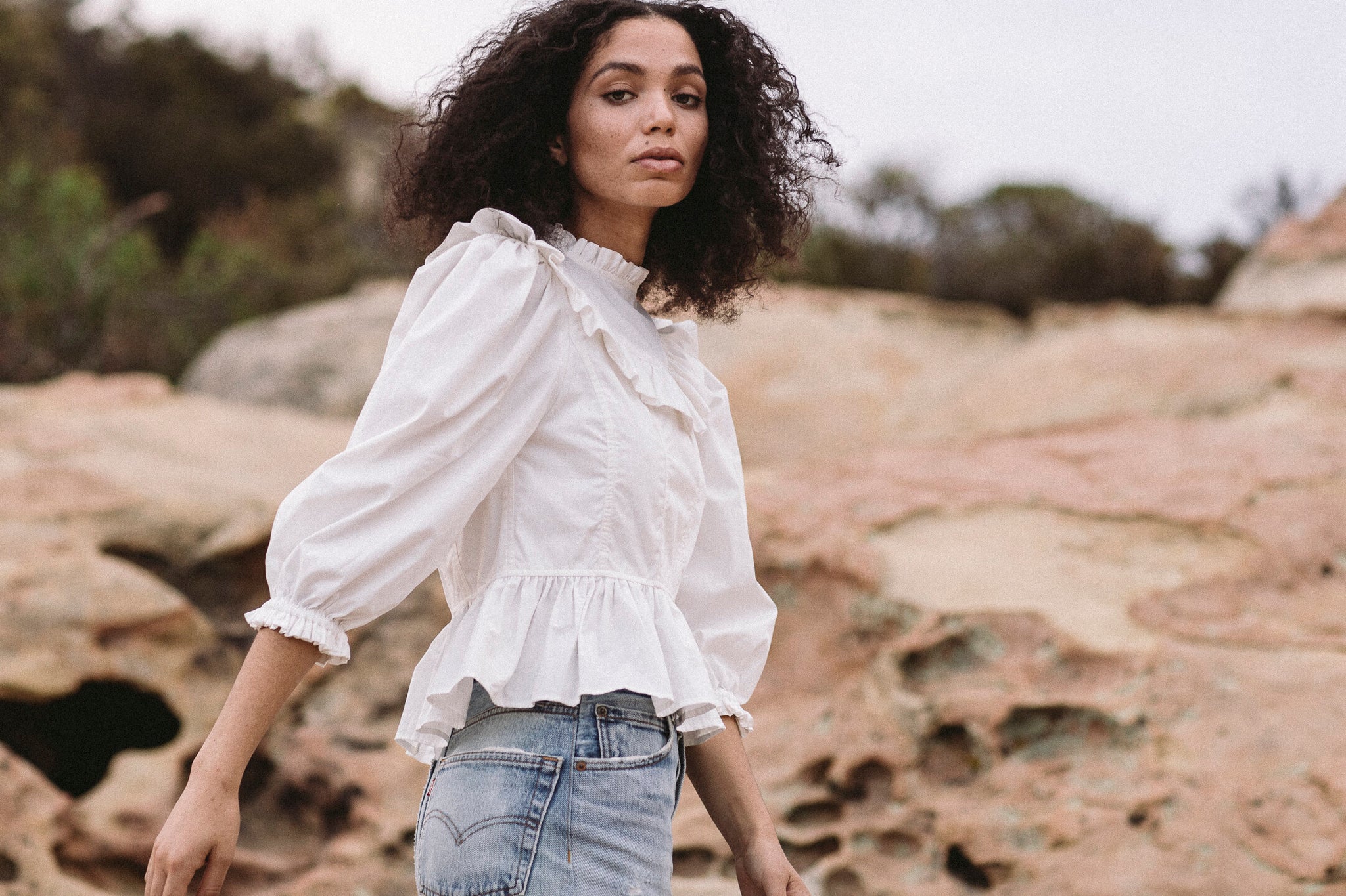 the organic prairie blouse in blanc