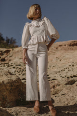 the prairie blouse in stone silk