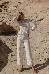 the prairie blouse in stone silk