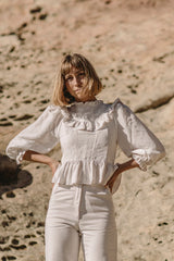 the prairie blouse in stone silk