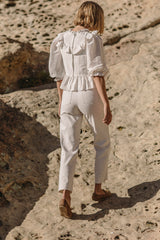 the prairie blouse in stone silk