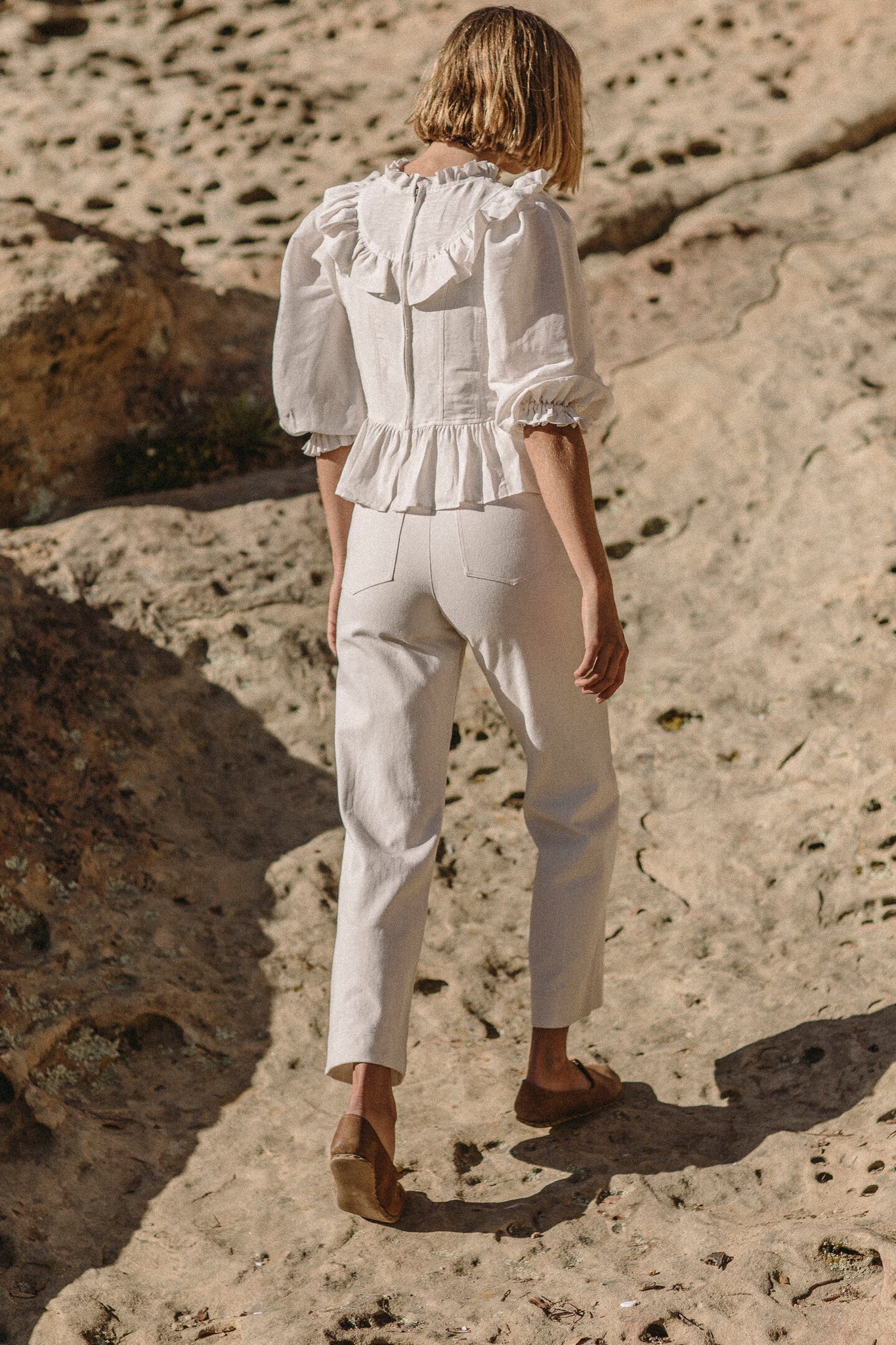 the prairie blouse in stone silk