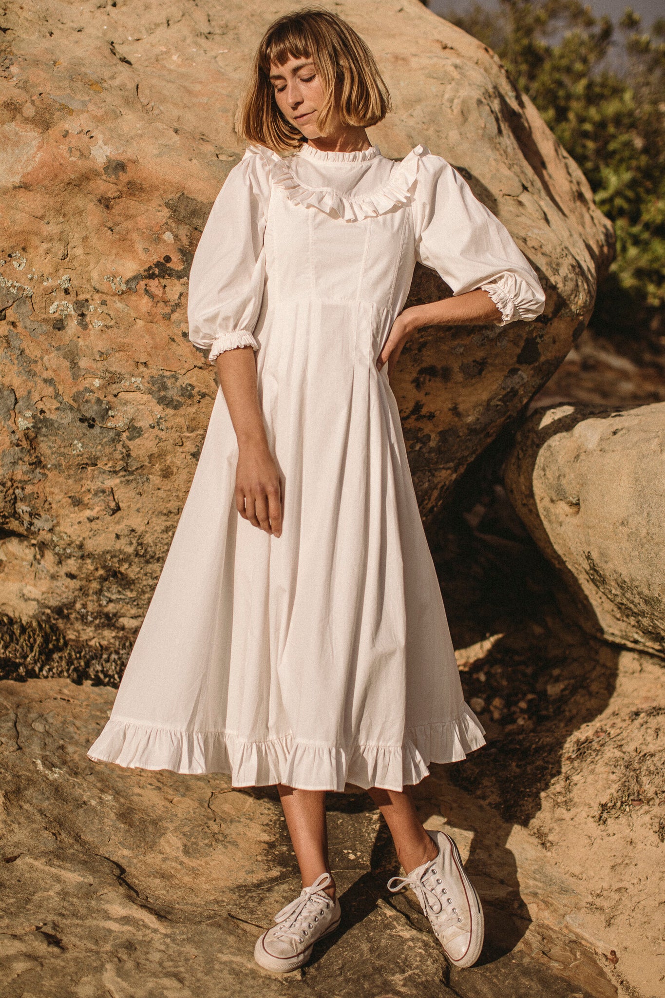 the organic prairie dress in light cream