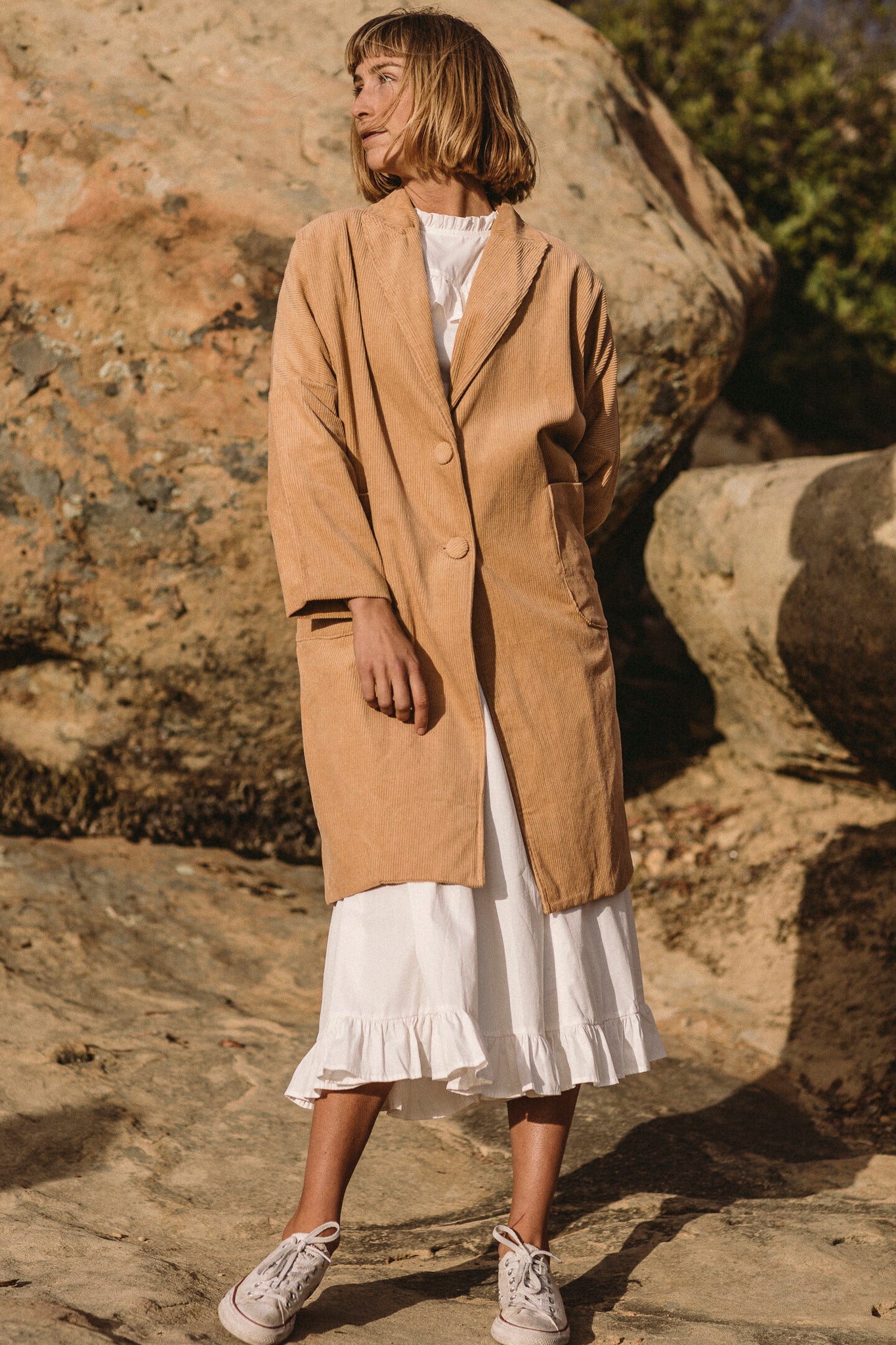 the june coat in tan