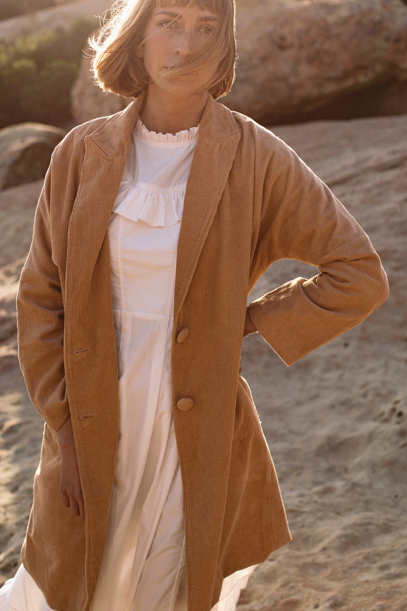 the june coat in tan