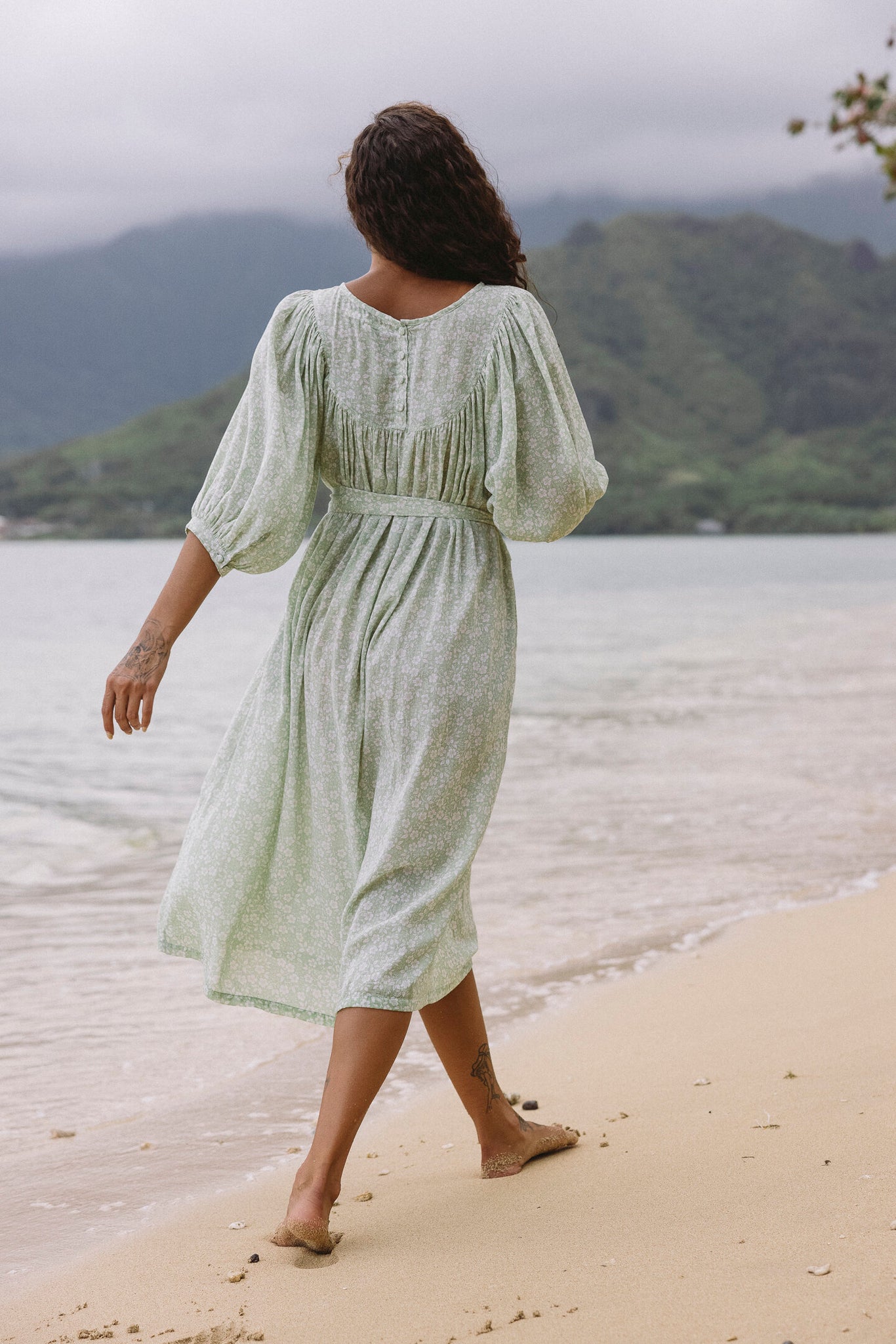 the Greta dress in island floral mint