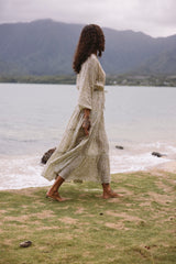 the Mathilda dress in island floral khaki