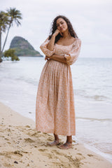 the bellflower dress in island floral clay