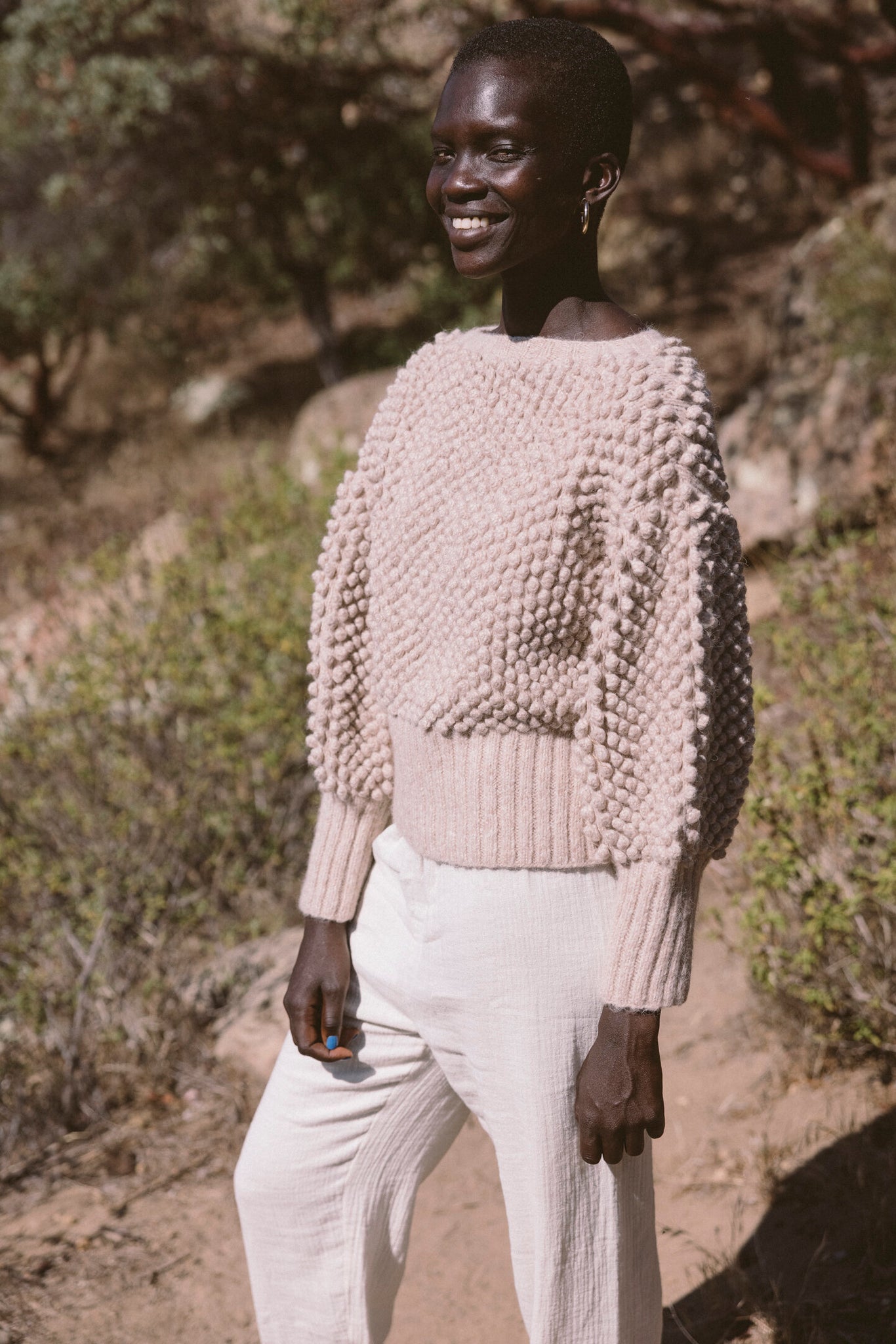 THE HANDKNIT CLOVER SWEATER IN BEIGE