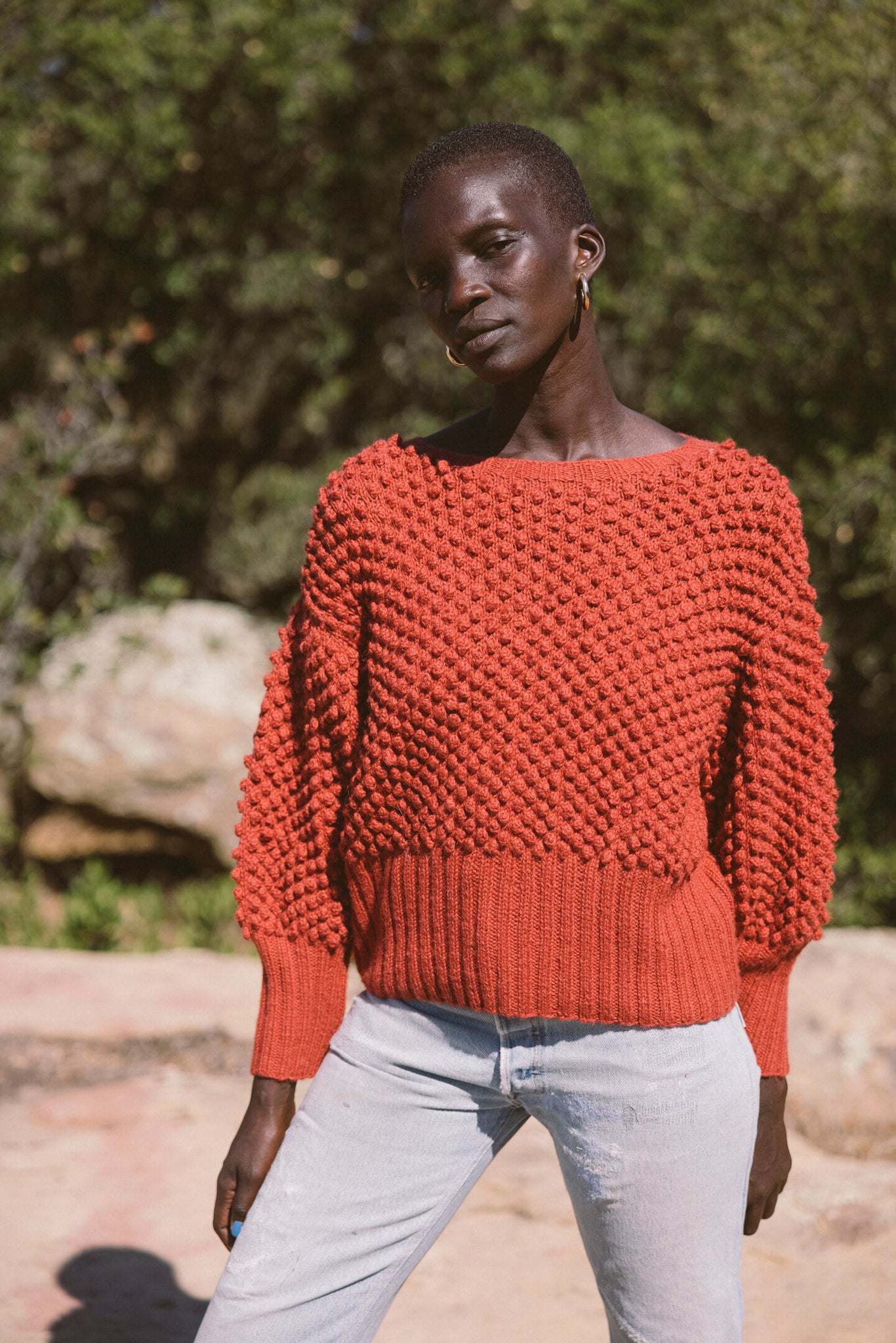 THE HANDKNIT CLOVER SWEATER IN RED EARTH