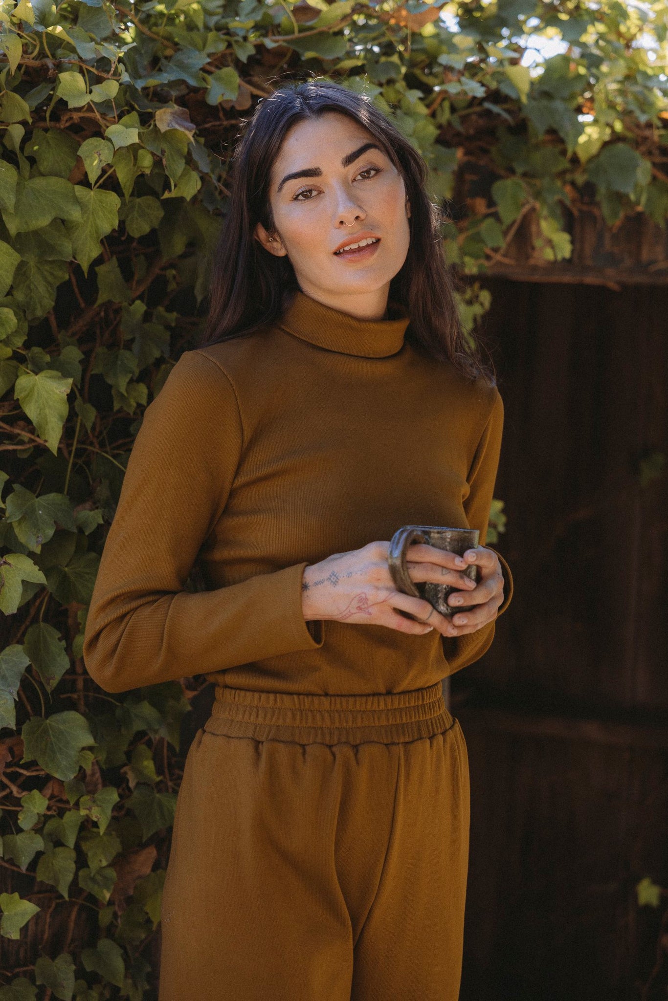 the Tia turtleneck in earth
