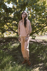 the Delilah blouse in golden straw corduroy