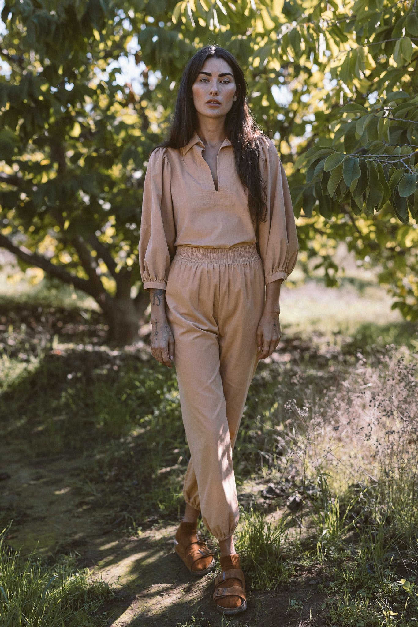 the Delilah blouse in golden straw corduroy