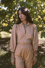 the Delilah blouse in golden straw corduroy