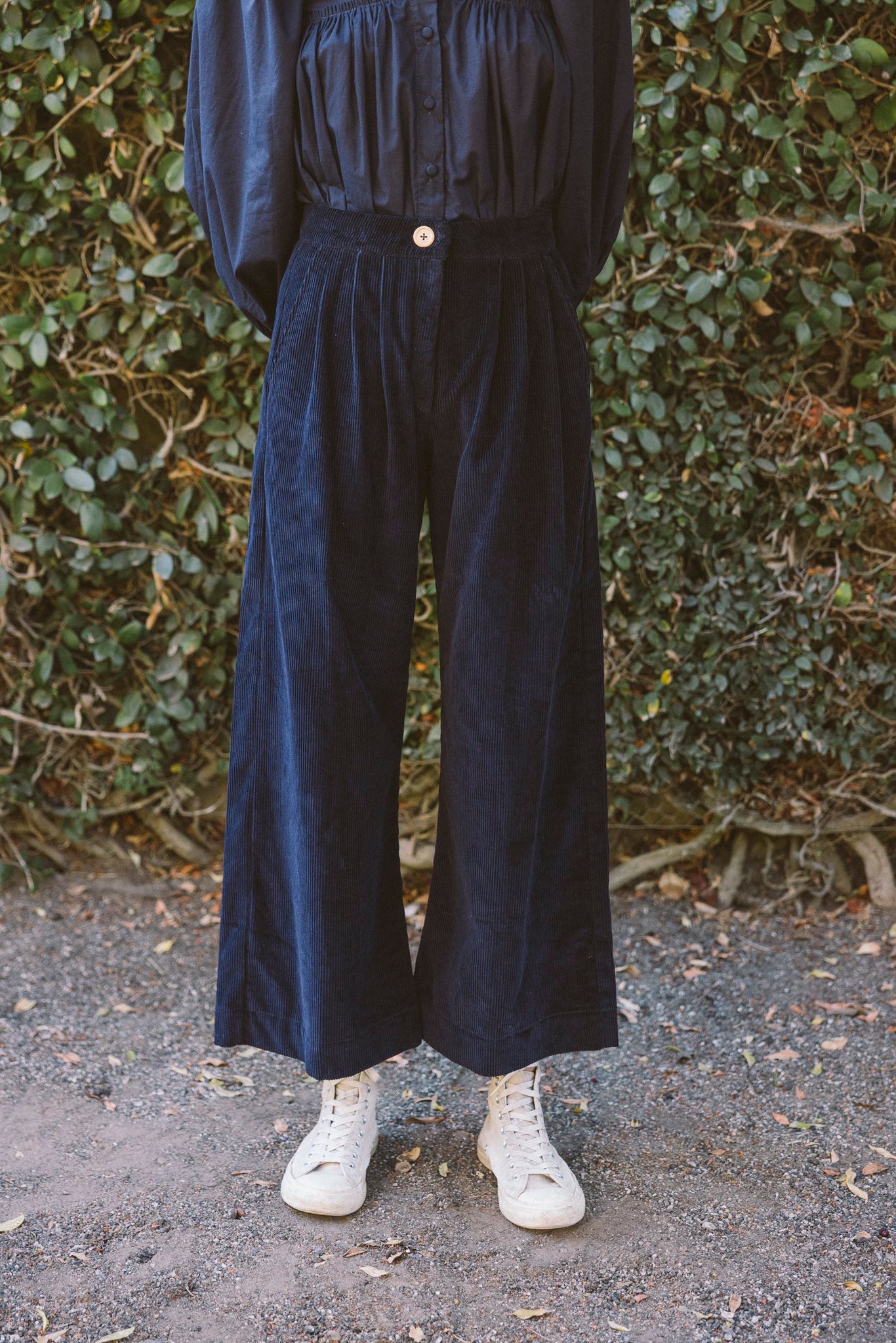 the baye pant in midnight blue corduroy