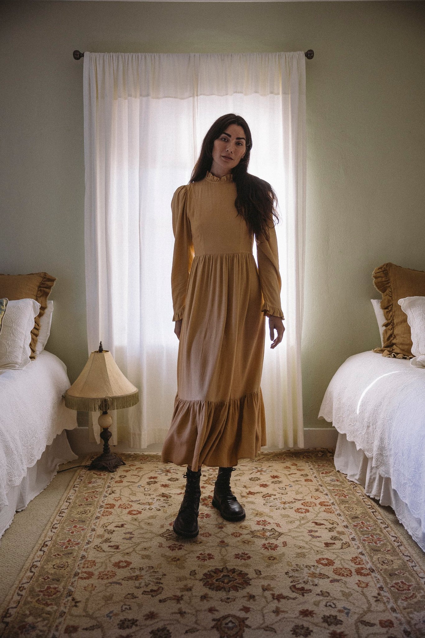 the isabel dress in golden straw