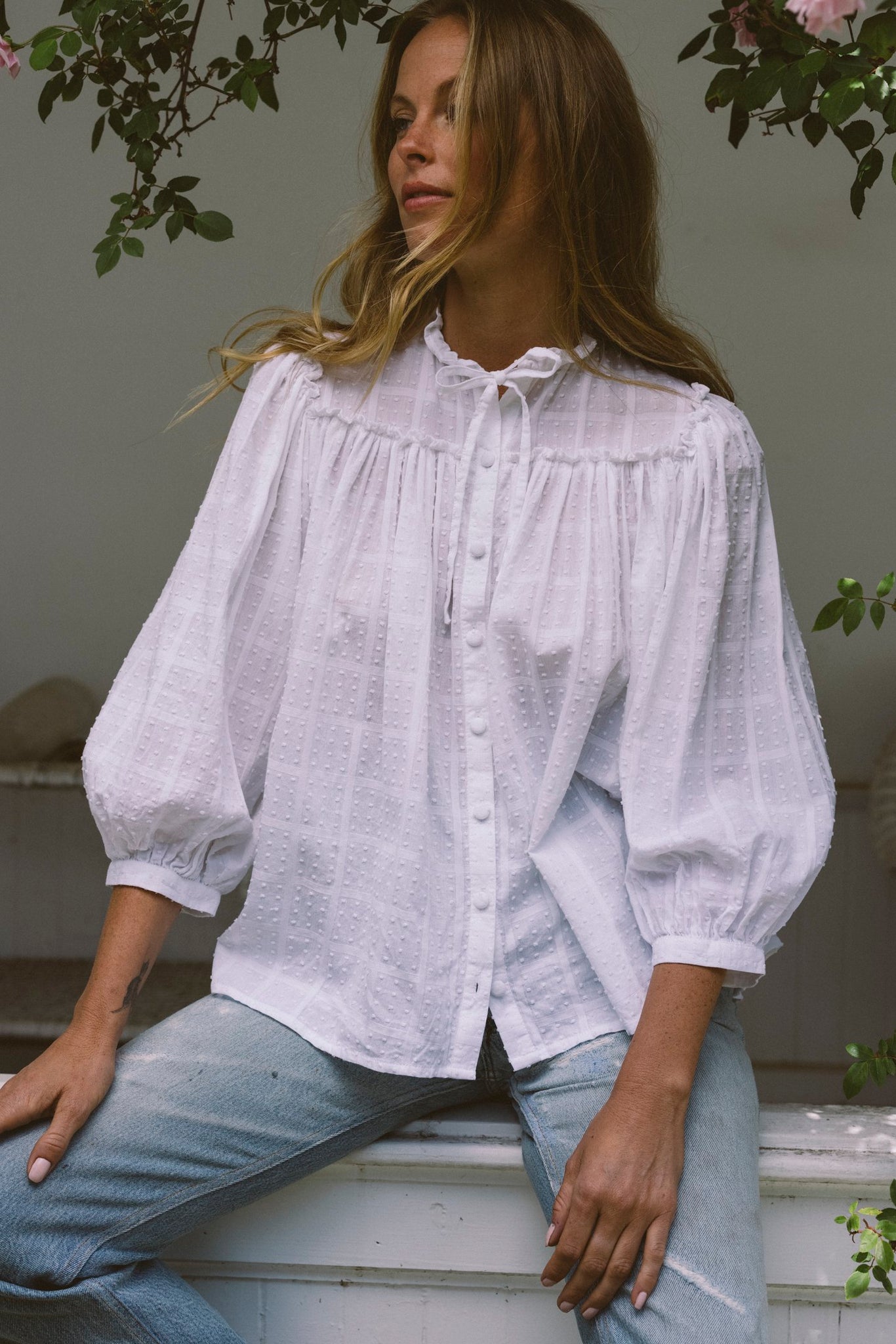 THE BARDOT BLOUSE IN BLANC