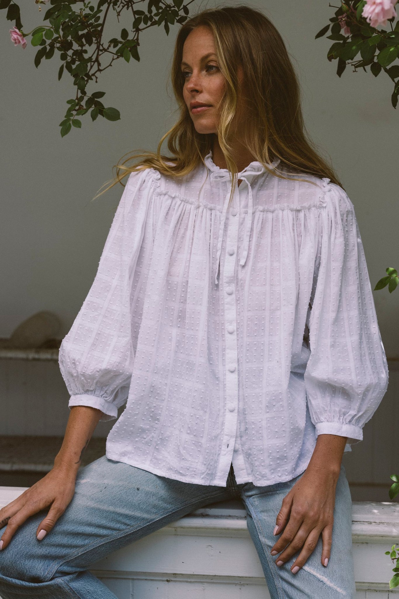 THE BARDOT BLOUSE IN BLANC