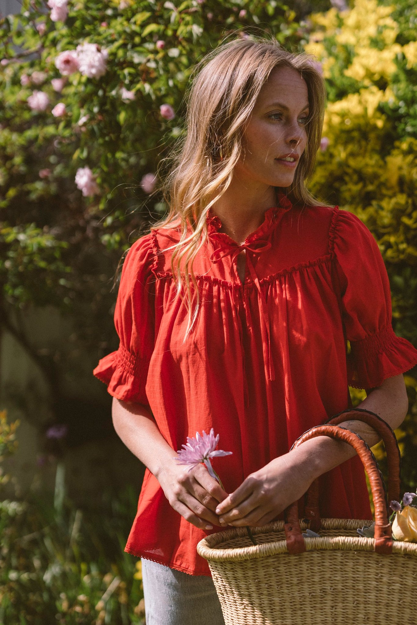 THE ORGANIC FARAI BLOUSE IN POPPY