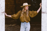 THE BARDOT BLOUSE IN EARTH