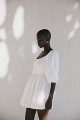 the bellflower mini dress in blanc
