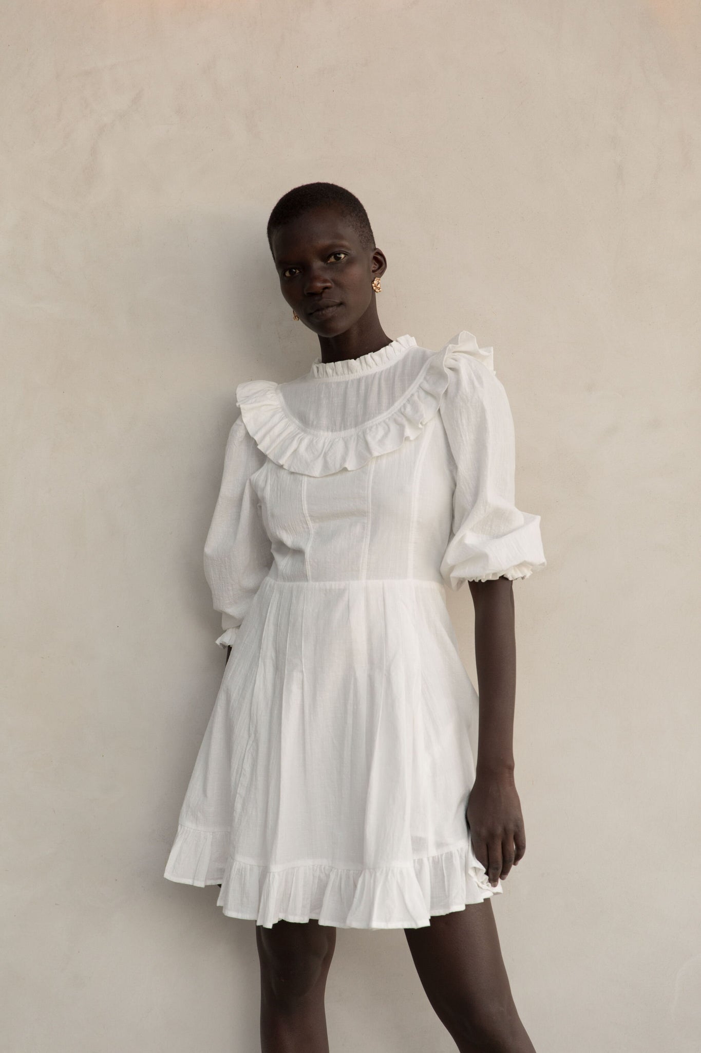 the prairie mini dress in blanc
