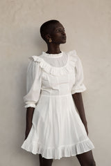 the prairie mini dress in blanc