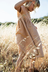 the organic soleil dress in golden straw